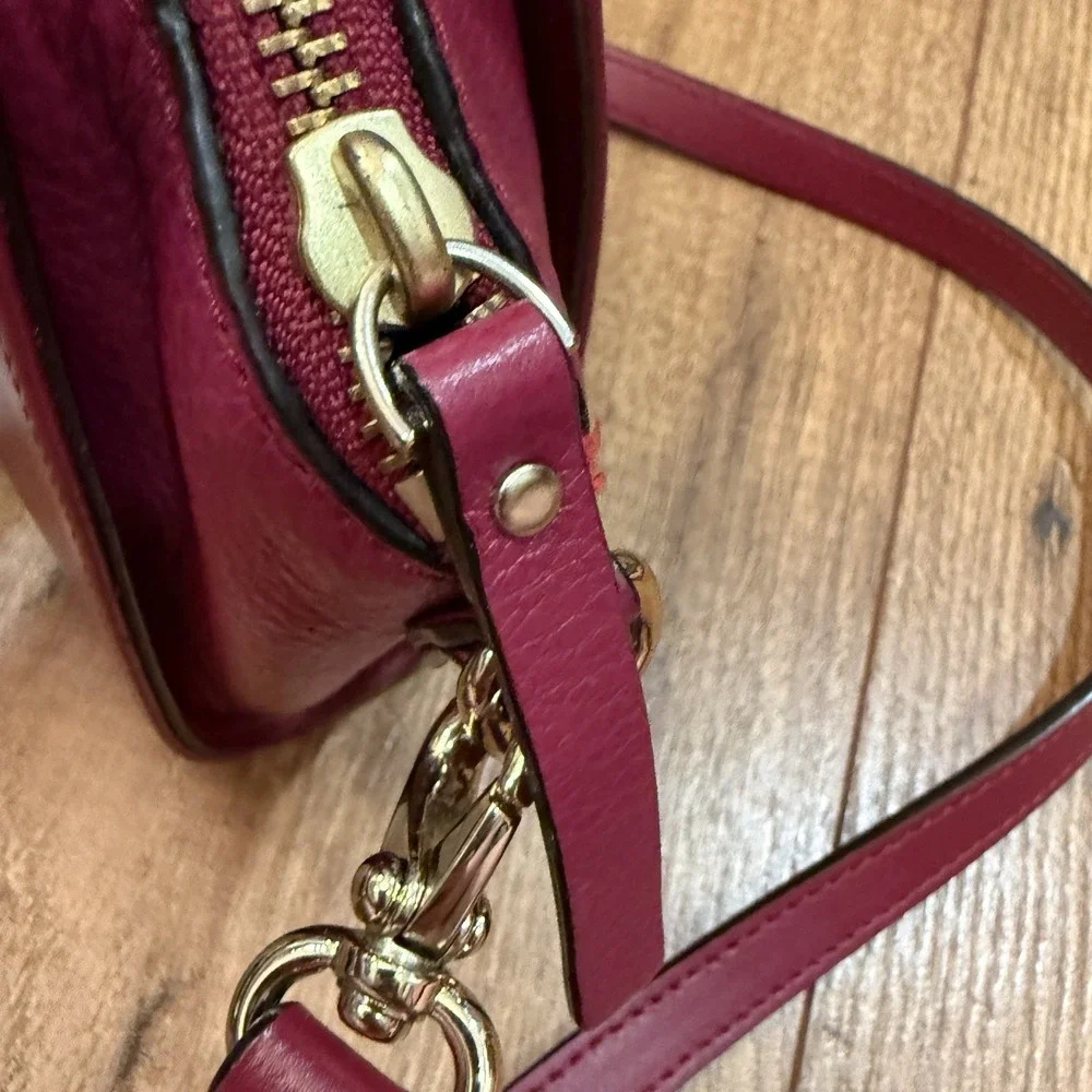 Kate Spade Hadley Street Bernadine Oxblood Zip Top Satchel Crossbody Purse Bag